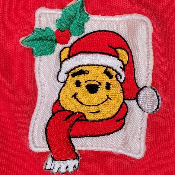 Vintage Pooh One-piece Sleeveless Footie Red Holiday Pooh Small (6 Months) - Picture 3 of 5